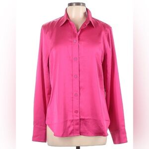 J. Crew Bright Fuchsia Satin Button-Down Blouse